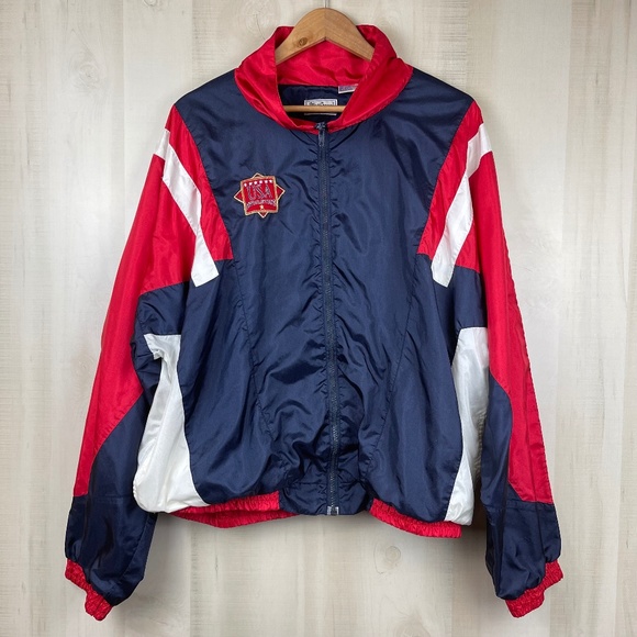 Vintage MacGregor Men’s Full Zip Nylon Track Jacket USA Athletics Patriotic XL - Picture 1 of 11